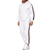 2 Pieces Sets Tracksuit Men Winter Casual Color-Block Sportsuit Hoodies Sportswear Hooded Sweatshirt+Pant Pullover Suit Size 3XL