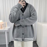 New Men's Cardigan Spring And Autumn Warm Loose Casual Korean V-Neck Single-Breasted Knit Harajuku Jacket Sweater M-2XL