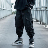 Black Cargo Pants Men Hip Hop Autumn Harem Pant Streetwear Harajuku Jogger Sweatpant Cotton Trousers Male Pants