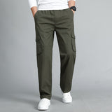 Summer Men&#39;s Khaki Pants Plus Size Straight Fit Big Sizes 5XL Side Pockets Wide Leg Cotton Black Cargo Pants Work Trousers Male