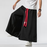 Men Wide Leg Pants Mens Cotton Joggers Retro Loose Trousers Man Chinese Style Linen Pants Male Big Crotch Nepal Robe Pants