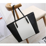 Big Bag 2023 fashion women pu leather handbag brief shoulder bag black white large capacity luxury tote shopper bag designer