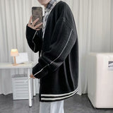 New Men's Cardigan Spring And Autumn Warm Loose Casual Korean V-Neck Single-Breasted Knit Harajuku Jacket Sweater M-2XL