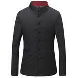 Dragon Embroidery Men Chinese Style Tunic Suit Jacket Mandarin Stand Collar New  Kung Fu Uniform Coat Single Breasted Black