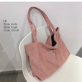 Corduroy Totes Bags for Women Shoulder Bag Female Soft Environmental Storage Reusable Girls Handbag Small and Large Shopper Tote