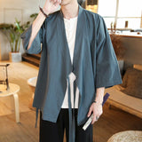 Plus Size 5XL 4XL Loose Fit Japanese Streetwear Kimono Shirt Men Plain Color 3/4 Sleeve Summer Cardigan XXXXXL Male Shirt