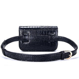 Fashion Women Waist Bags Luxury Leather Fanny Pack Alligator Waist Belt Pack Vintage Mini Black Chest Pouch Small Phone Bag