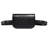 Fashion Women Waist Bags Luxury Leather Fanny Pack Alligator Waist Belt Pack Vintage Mini Black Chest Pouch Small Phone Bag