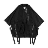 Men  Jacket for Men Hip Hop Jacker Open Stitch Thin Coat Men Windbreaker Streetwear Ribbons Japanese Samurai Loose Cotton