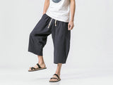 2023 Man Cotton Linen Wild Leg Pants Casual Loose Calf-Length Pants Man Bloomers Summer Baggy Male Traditional Pants Trousers