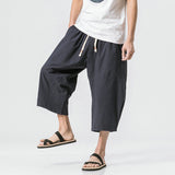 2023 Man Cotton Linen Wild Leg Pants Casual Loose Calf-Length Pants Man Bloomers Summer Baggy Male Traditional Pants Trousers