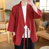 Plus Size 5XL 4XL Loose Fit Japanese Streetwear Kimono Shirt Men Plain Color 3/4 Sleeve Summer Cardigan XXXXXL Male Shirt