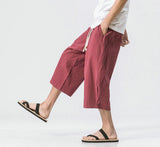 2023 Man Cotton Linen Wild Leg Pants Casual Loose Calf-Length Pants Man Bloomers Summer Baggy Male Traditional Pants Trousers