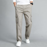 Summer Men&#39;s Khaki Pants Plus Size Straight Fit Big Sizes 5XL Side Pockets Wide Leg Cotton Black Cargo Pants Work Trousers Male