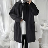 Korean style Cloak Trench Coat Mens Casual Solid Autumn New Fashion Loose Long Overcoat Male High Street Windbreaker Trenchcoat