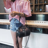 Lock Shell Bag Bags Rivet Metal Fringe Diamond Women Shoulder Crossbody Bag TWO Straps PU Leather Chain Women&#39;s Handbags Purses