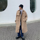 Mens Fashion Trench Coats Spring Men Long Jackets Coats Streetwear Casual Solid Loose Windbreakers Autumn Plus Size 5XL-M