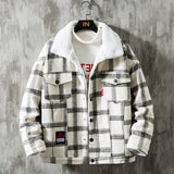 Hot Sale New Winter Plaid Cotton Coat Casual Fashion Warm Men&#39;s Comfortable Jacket Black White Asian Size Large Size 5XL