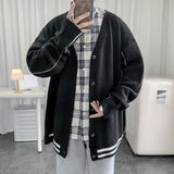 New Men's Cardigan Spring And Autumn Warm Loose Casual Korean V-Neck Single-Breasted Knit Harajuku Jacket Sweater M-2XL