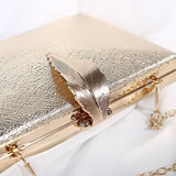 Luxy Moon Women&#39;s Wedding Clutch Bag Gold Purse Ladies Handbag Party Purse For Bridal Metal Leaf Lock Shoulder Bag  ZD1524