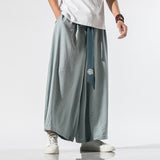 Men Wide Leg Pants Mens Cotton Joggers Retro Loose Trousers Man Chinese Style Linen Pants Male Big Crotch Nepal Robe Pants