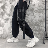 Women Cargo Harem Pants Side Pockets Black White Hip Hop Casual Male Female Joggers Trousers Fashion Casual Streetwear Pants