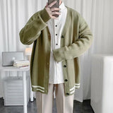 New Men's Cardigan Spring And Autumn Warm Loose Casual Korean V-Neck Single-Breasted Knit Harajuku Jacket Sweater M-2XL