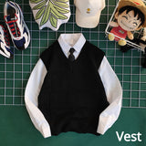 Men Sweater Vest Solid Autumn Simple V-neck All-match Knitted Sleeveless Sweaters Male Ins Chic Korean Preppy Style Loose New