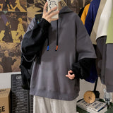 Hoodie Men Spring Autumn Fashion Harajuku Patchwork Casual Oversized Hoodies Hip Hop Sweatshirt Men's Streetwear 7 Colors