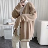 New Men's Cardigan Spring And Autumn Warm Loose Casual Korean V-Neck Single-Breasted Knit Harajuku Jacket Sweater M-2XL