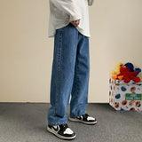 Korean Fashion Men Wide Leg Jeans  Autumn New Streetwear Straight Baggy Denim Pants Male Brand Trousers