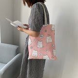 Trend 3D Women Foldable Canvas Tote Bag Cute Cartoon Animal Funny Casual Large Capacity Shopping Shoulder Bags Girl Pink Handbag