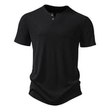 Summer New Five-quarter Sleeve T-shirt Men's Men's Clothing Men's 2-button Design Casual Short-sleeved T-shirt