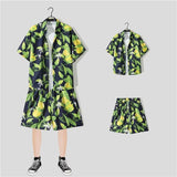 New Floral Shirt Suit, Hawaiian Style, Handsome Hip-hop, Fashionable Internet Celebrity, Spring and Summer Short-sleeved Shorts Set