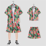 New Floral Shirt Suit, Hawaiian Style, Handsome Hip-hop, Fashionable Internet Celebrity, Spring and Summer Short-sleeved Shorts Set