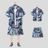 New Floral Shirt Suit, Hawaiian Style, Handsome Hip-hop, Fashionable Internet Celebrity, Spring and Summer Short-sleeved Shorts Set