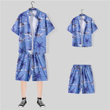 New Floral Shirt Suit, Hawaiian Style, Handsome Hip-hop, Fashionable Internet Celebrity, Spring and Summer Short-sleeved Shorts Set