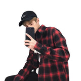 Autumn Japanese Black and White Plaid Long-sleeved Shirt Men's Design Retro Hong Kong Style Loose Shirt Versatile Jacket