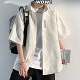 Summer New Hong Kong Fashion Brand Casual Shirt for Men, Short-sleeved Loose Shirt, Handsome Trendy Jacket for Men