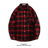 Autumn Japanese Black and White Plaid Long-sleeved Shirt Men's Design Retro Hong Kong Style Loose Shirt Versatile Jacket