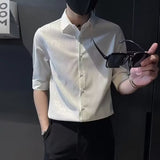 Ice Silk Shirt Men's Short-sleeved Summer Thin Half-sleeved Shirt Men's Trendy Handsome Quarter-sleeved Shirt