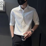 Ice Silk Shirt Men's Short-sleeved Summer Thin Half-sleeved Shirt Men's Trendy Handsome Quarter-sleeved Shirt