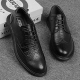 Ilooove Big Size Mens Formal Genuine Leather Dress Shoes British Stylish Business Dress Men Flats High Quality Brogues Oxford Shoes Men