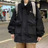 Cargo Jackets Men Retro Japanese Stylish Zip Up Clothing Teens Design Military Personal Streetwear Fashion Chaquetas Casual Chic