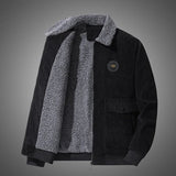 Ilooove - 2023 Men's Cotton Jacket with Corduroy Outer and Plush Inner Lining for Winter Casual Wear