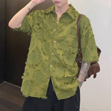 2023 Summer New Loose Shirt Men's French Short Sleeve High Quality Button Shirts Top LGBT Fashion Street Casual Neutral Blouse