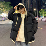 Ilooove - Fake Two Piece Coat Men Loose Hooded Jackets Autumn Winter Street Fashion Drawstring Jacket Tops Male Casual Coats