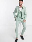 Ilooove Mint Green Men Suits Wedding Prom Party Tuxedo Custom Handsome Notch Lapel 3 Piece Conjuntos De Chaqueta(Jacket+Pants+Vest)