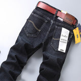 2023  Brand Logo Slim Fit Men's Jeans Business Casual Elastic Straight Denim Pants Male High Quality Trousers Colorful