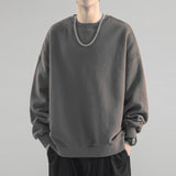 2023 Spring Men's Clothing Solid Color Long Sleeve Round Neck Oversized Hong Kong Breeze Fashion Casual Trend Loose Sweatshirts